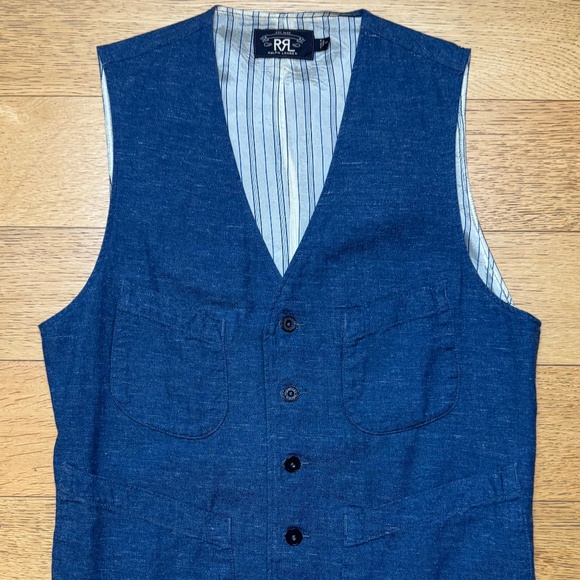 RRL Ralph Lauren Indigo Chambray Vest (Men’s M) - Picture 1 of 6